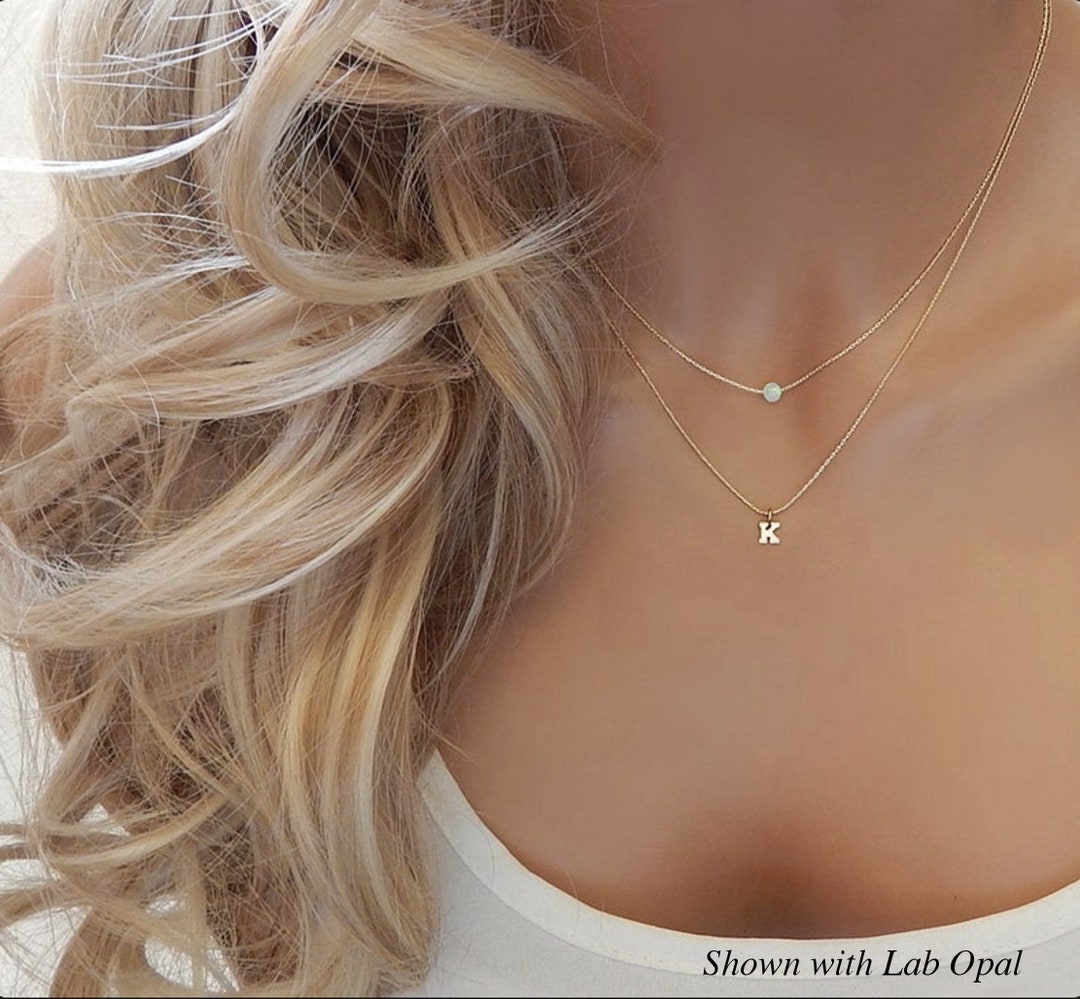 Initial Necklace Opal Gemstone Birthstone Gift for Women Custom Letter Pendant for a Meaningful Gold Layered Opal Handmade Etsy Canada
