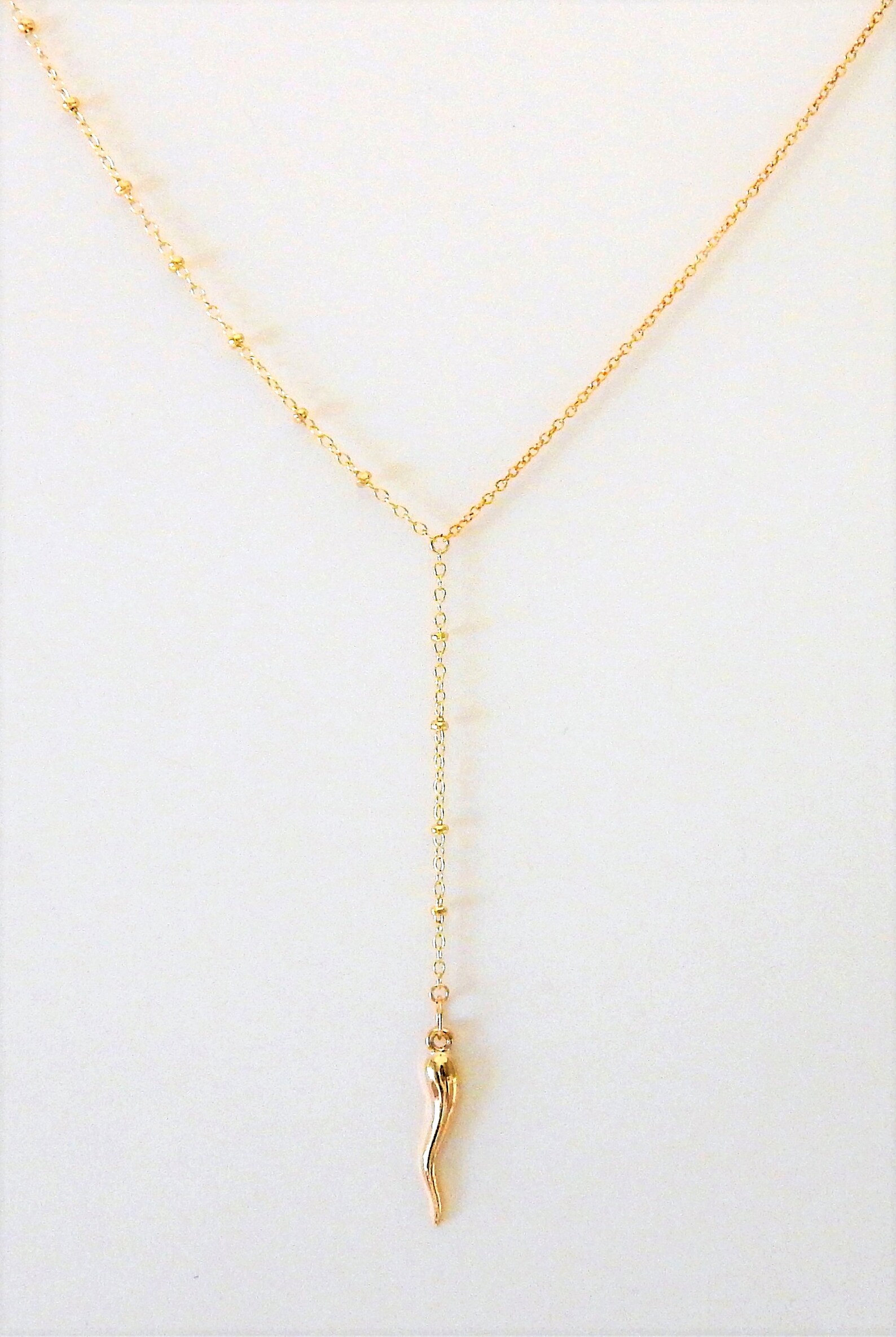Gold Lariat Necklace Italian Horn Necklace for Women Dainty Etsy Canada