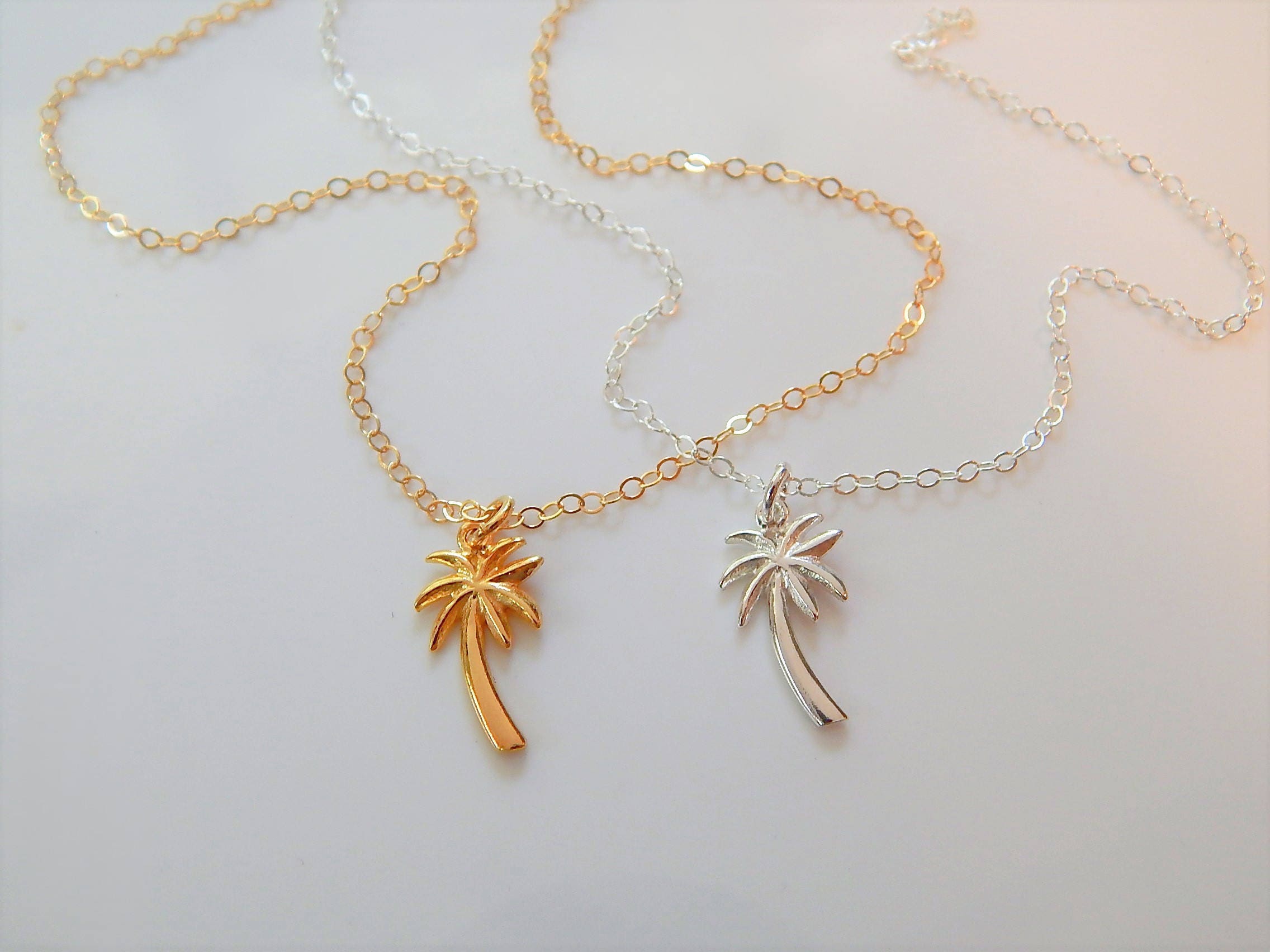 Palm Tree Necklace Dainty Palm Tree Jewelry Gold or Silver - Etsy
