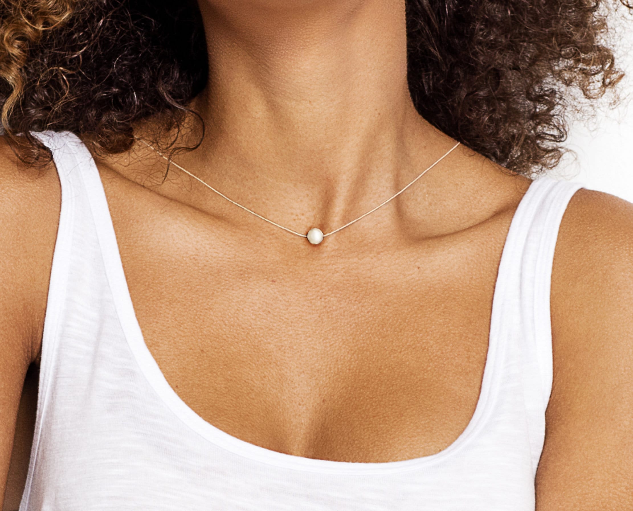 Pearl Necklace for Women Gold Choker Dainty Single June Birthstone Pearl Bridesmaid Mothers Day Silver Wedding Necklace Gift for Her