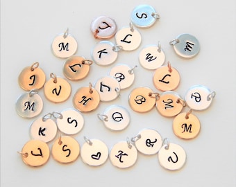 Hand Stamped Initial Disc Add-On: 9.5mm Gold, Silver, Rose Gold