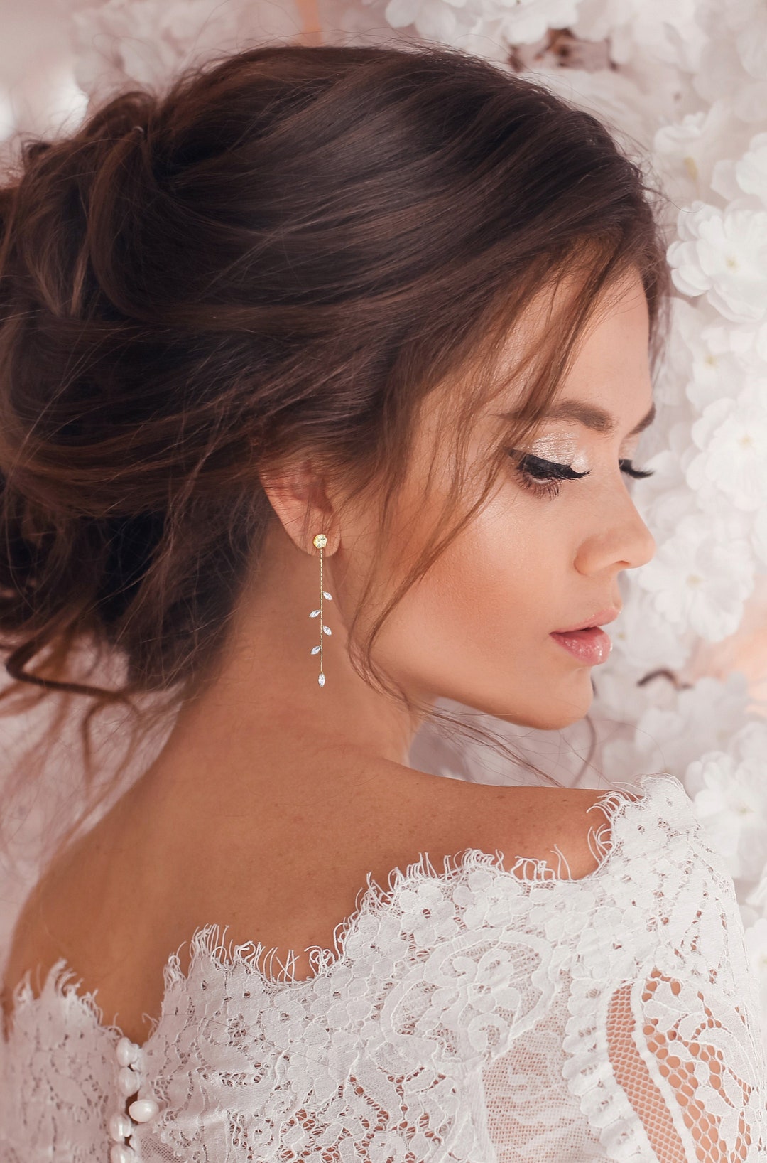 925 Silver Star Long Tassel Crystal Earrings Dangle Drop Women Wedding  Jewelry