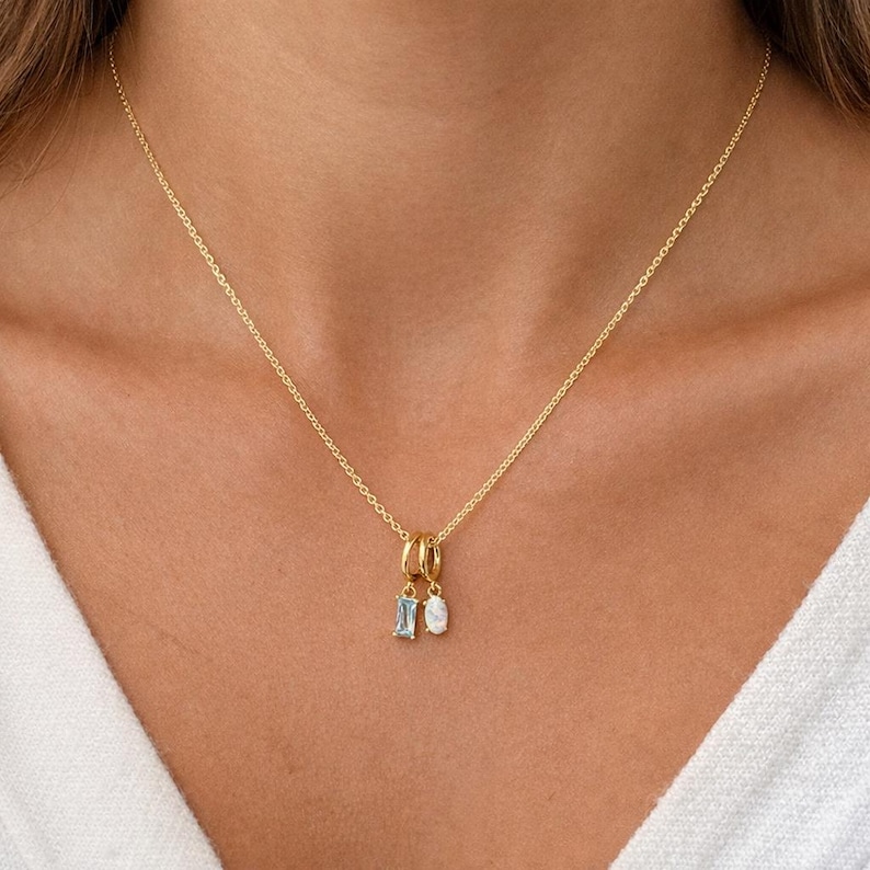 Personalized Birthstone Charm Necklace, Gold Filled Family Jewelry image 5