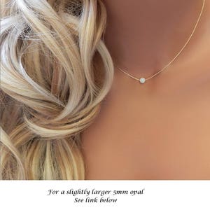 Opal Choker Necklace for Women, Dainty Bridesmaid Gift for Her, Boho Blue Opal Bead, Minimalist Layering Rose Gold SilverJewelry image 5