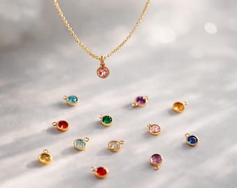 Birthstone Charm Add On: Birth Month Pendant, Gold Filled or Sterling Silver Charm