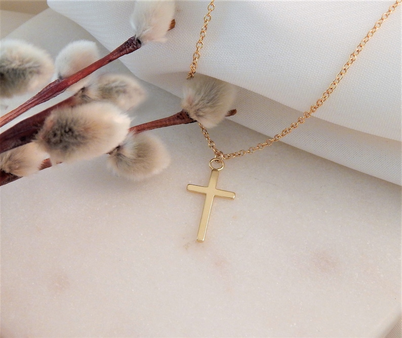Gold Cross Necklace Gift for Her Protection Necklace Mothers Etsy