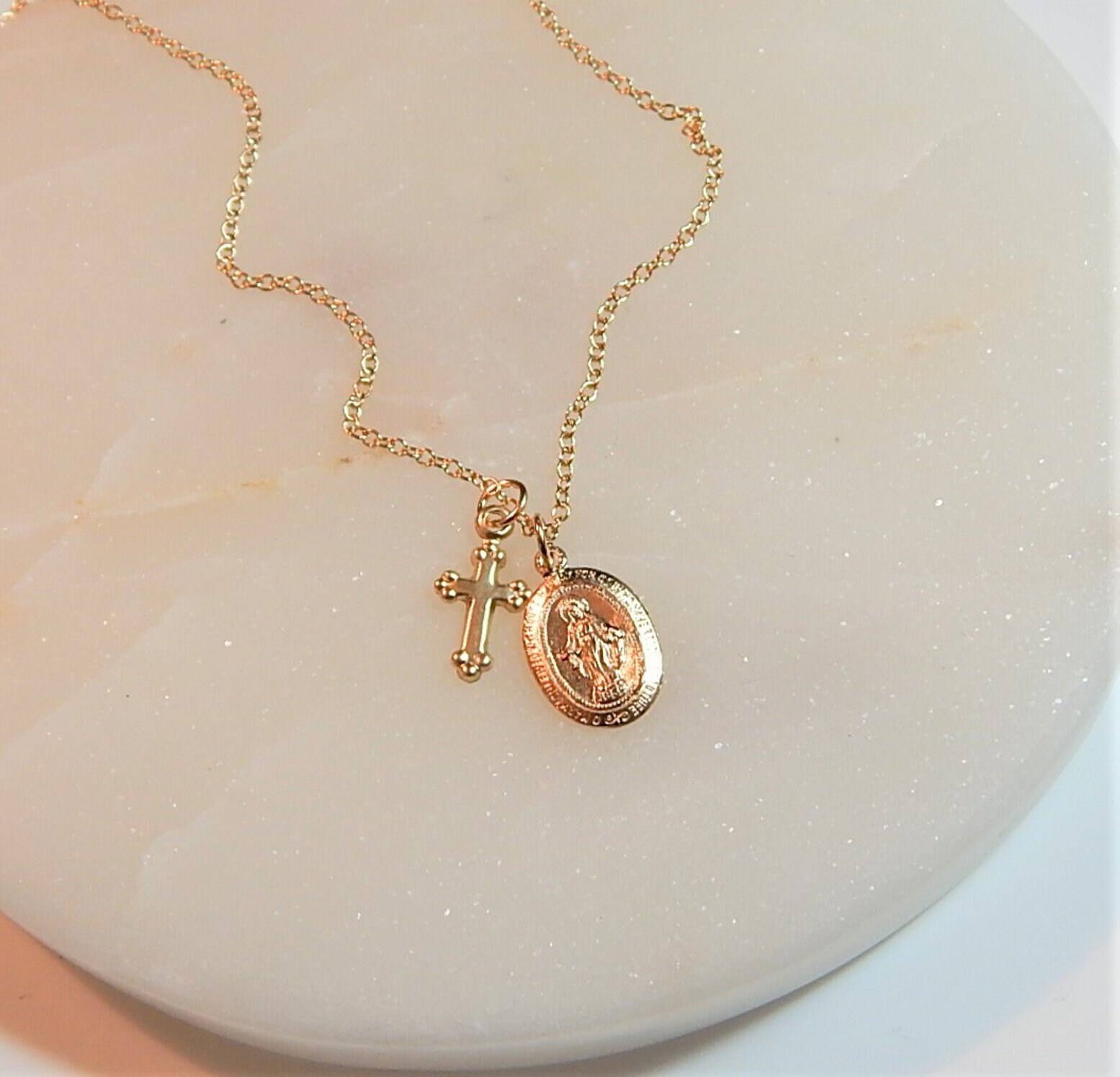 Gold Saint Medal Necklace, Catholic Religious Necklace, Faith Pendant ...