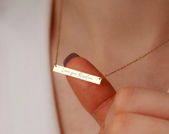 Handwriting Necklace, Memorial Handwriting, Actual Signature, Handwritten Jewelry, Gold, Silver or Rose Gold Necklace, Minimal Necklace