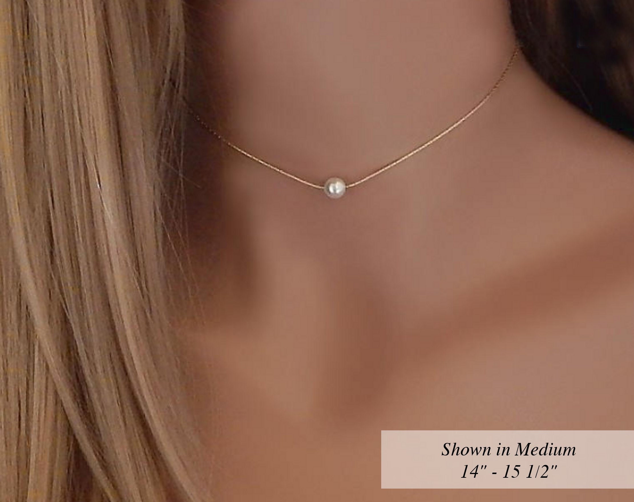 Pearl Necklace for Women Gold Choker Dainty Single June Birthstone Pearl Bridesmaid Mothers Day Silver Wedding Necklace Gift for Her
