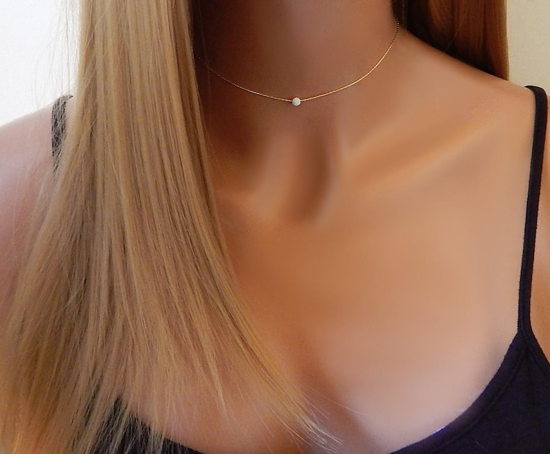 Opal Choker Necklace, Gift for Women, Gold Filled Necklace, Gift for Her, Dainty Necklace, Layering Girlfriend Gift for Her 