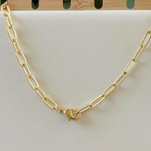 Collar de cadena con clip de papel relleno de oro, soporte para dijes con mosquetón, joyería para combinar imagen 6