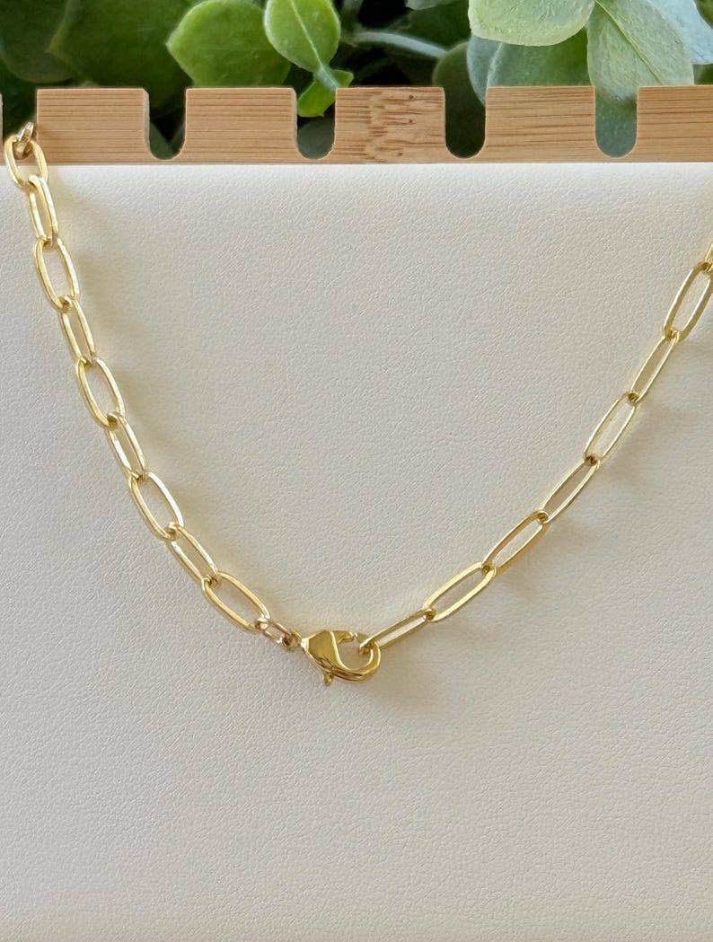 Collar de cadena con clip de papel relleno de oro, soporte para dijes con mosquetón, joyería para combinar imagen 6
