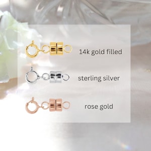 May include: Three magnetic clasps for necklaces or bracelets in different finishes: 14k gold filled, sterling silver, and rose gold.