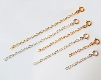14K Gold Filled Necklace Extender: Sterling Silver or Rose Gold Jewelry