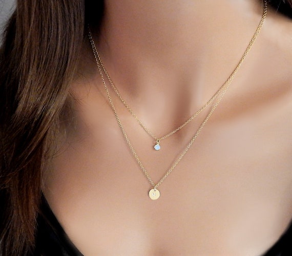 Layered Opal Necklace Personalized 