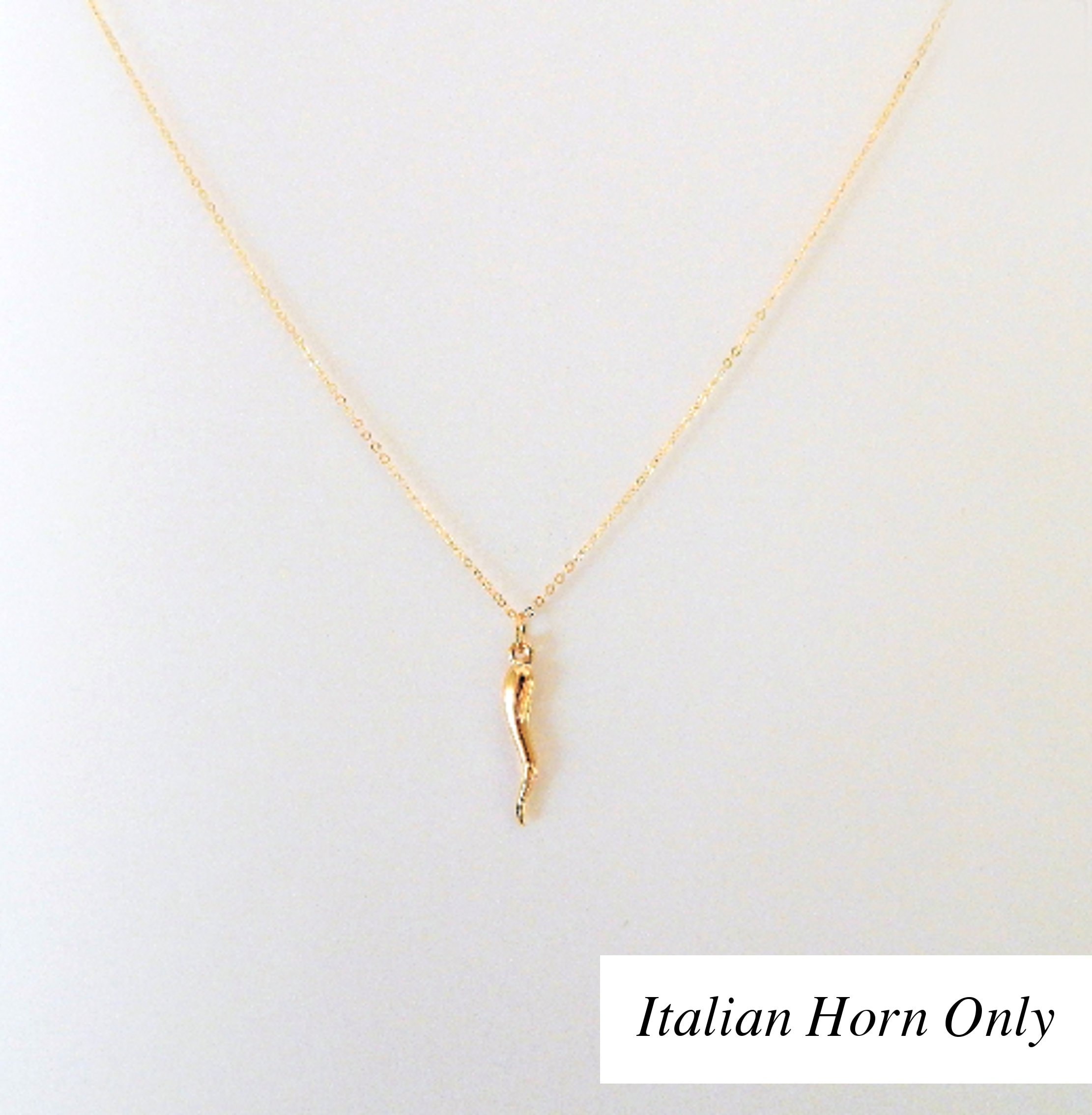 Italian Horn Necklace Gold Cornicello 