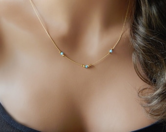 Stunning Opal Necklace - The Perfect Girlfriend Gift for Her! October Birthday Dainty Jewelry Women