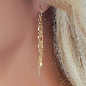 Long Tassel Earrings for Women Gold Dangle Earrings Sequin Drop Dainty Dangle Earrings Gift for Her Silver Bridesmaid Earrings