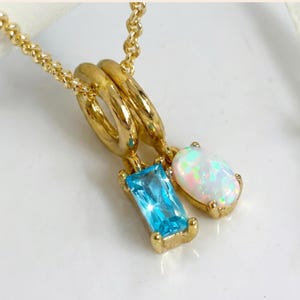 Personalized Birthstone Charm Necklace, Gold Filled Family Jewelry image 1