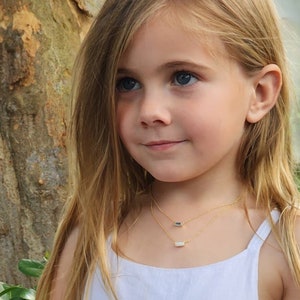 Adorable Kids Birthstone Necklace Personalized Birthday Gift for Little Girls Dainty Birthday Gift Gemstone Charm Necklace for Child