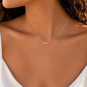 Dainty Gold Bar Necklace, Horizontal Bar Necklace 14K Gold Filled, Minimalist Gold Choker Necklace, Delicate Layering Jewelry Gift for Her
