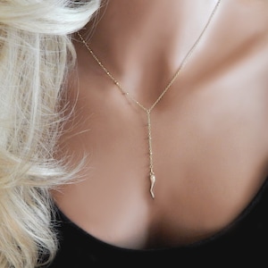 Gold Filled Italienisches Horn Lariat Halskette: Glücksbringer
