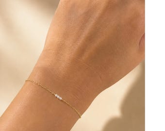 Zartes Perlenarmband, Feines Perlenarmband, Süßwasserperlenarmband, Schmuck für Brautjungfern, Perlenarmband zum Kombinieren, Geschenk für Sie