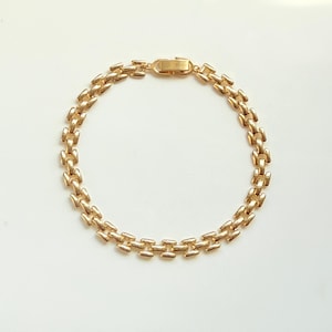 Gold Panther Link Bracelet: 14k Gold Filled Cuban Chain