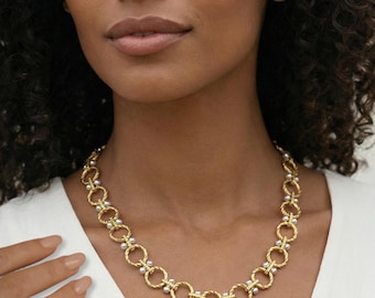 Mixed Metal Chain Necklace, Gold Silver Layering Necklace, Minimalist Two Tone Jewelry Gift for Her