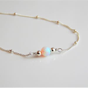 Opal Choker Necklace for Woman, October Birthstone Gift for Girlfriend, Matching Fire Opal Bracelet, Gemstone Jewelry Gift for Her 画像 8
