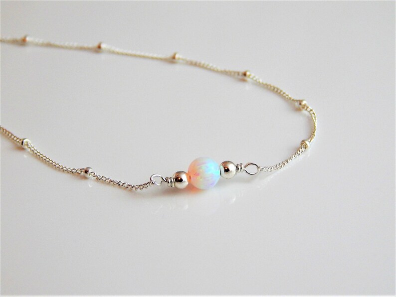 Opal Choker Necklace for Woman, October Birthstone Gift for Girlfriend, Matching Fire Opal Bracelet, Gemstone Jewelry Gift for Her 画像 8