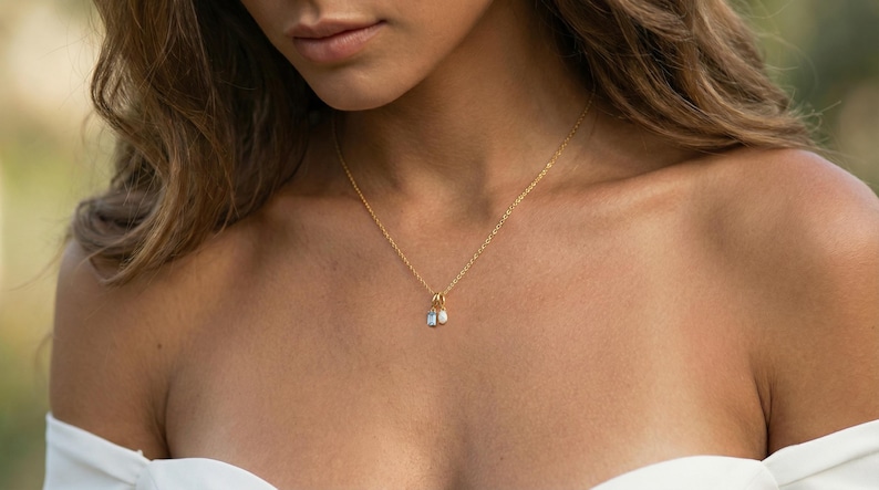 Personalized Birthstone Charm Necklace, Gold Filled Family Jewelry image 8