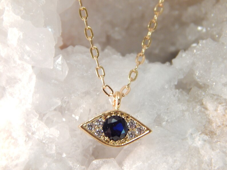 Dainty Evil Eye Necklace, Gift for Her, Symbol of Protection and Good Luck Talisman Ramadan Celebration Gift image 1