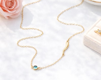 Cornicello Necklace, Italian Horn Birthstone Necklace, Good Luck Charm, Protection Pendant, Personalized Gift for Her