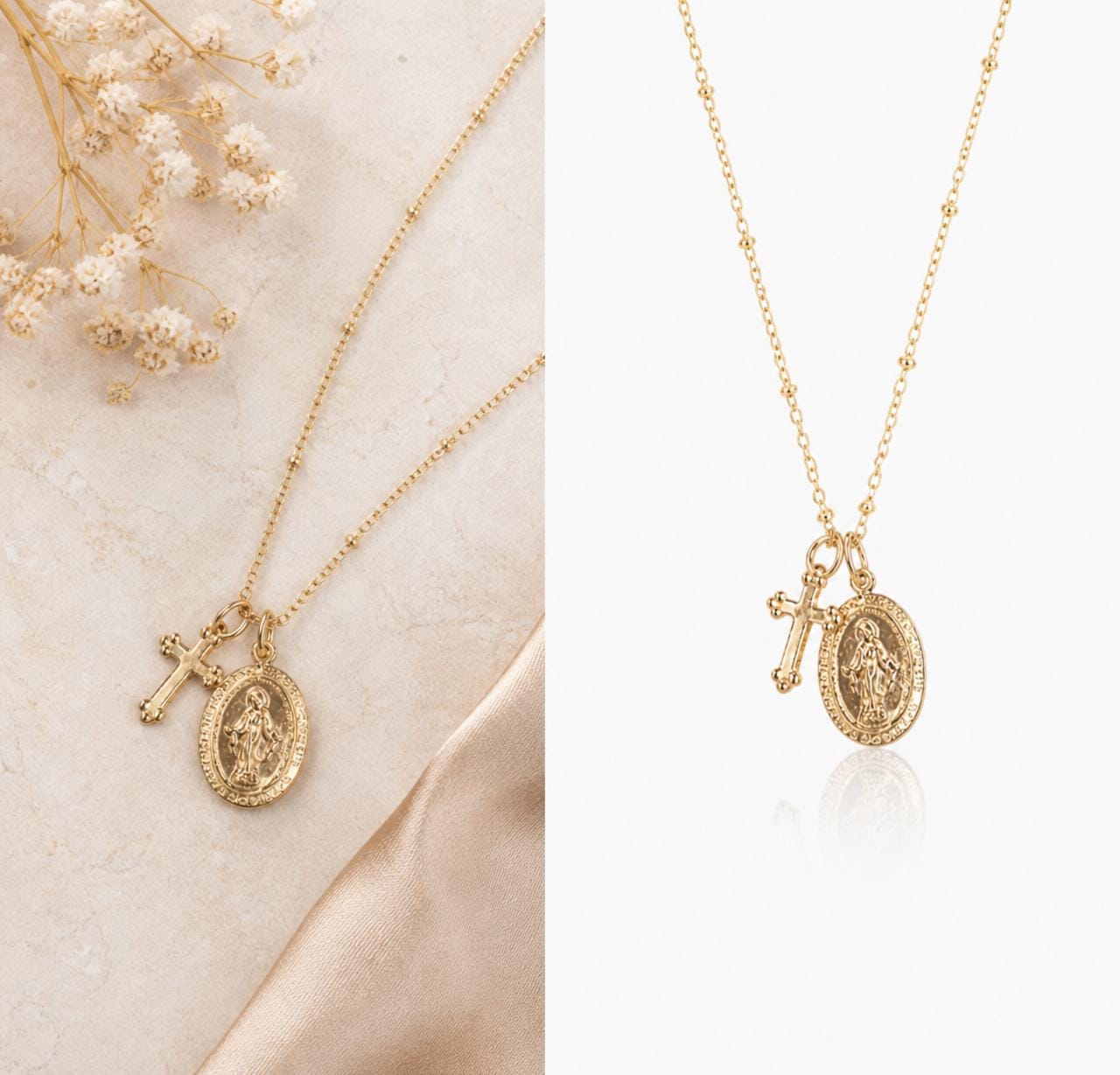 Gold Saint Medal Necklace, Catholic Religious Necklace, Faith Pendant ...