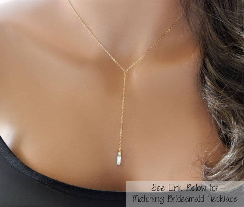 Wedding Back Necklace, Bridal Backdrop Necklace, Low Back Dress Jewelry, CZ Lariat Necklace, Gold Filled Bridal Necklace image 4
