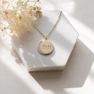 1111 Angel Number Necklace Gold, 11:11 Charm Necklace, Spiritual Jewelry, Manifestation Necklace, Dainty Gold Necklace, Gift for Her image 4