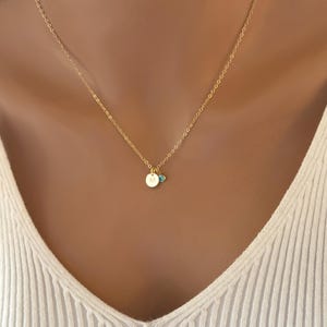 Personalized Initial Birthstone Necklace: Gold Silver Letter Charm