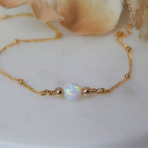 Opal Choker Necklace for Woman, October Birthstone Gift for Girlfriend, Matching Fire Opal Bracelet, Gemstone Jewelry Gift for Her image 5