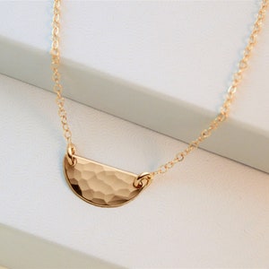 Hammered Half Circle Necklace Unique Artisan Crafted Minimalist Perfect For Everyday Wear Gift For Her Half Moon Necklace for Women