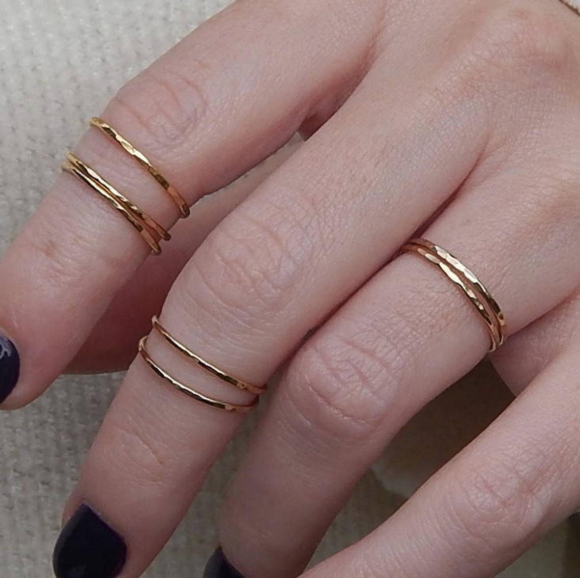 Thin Gold Ring Stacking Ring Knuckle Ring Gold Stacking Rings 