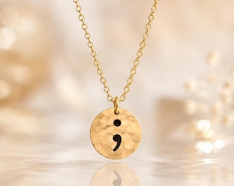 Collar con punto y coma, collar de concienciación sobre la salud mental, tu historia no ha terminado, regalo de concienciación sobre el suicidio, joyería inspiradora, regalo de recuperación