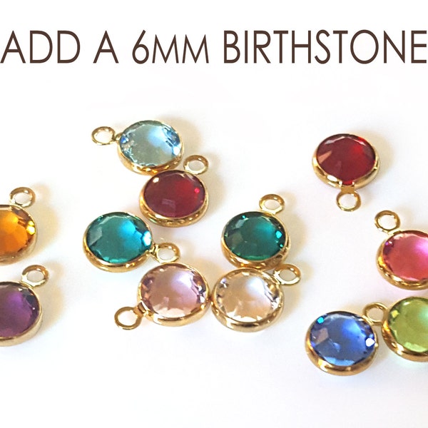 Add a 6mm Birthstone Charm, Add A Charm, Birthday Month Swarovski Channel Birthstone, Add On for Necklace or Bracelet