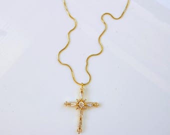Collar con cruz delicada: regalo navideño espiritual, colgante cristiano dorado