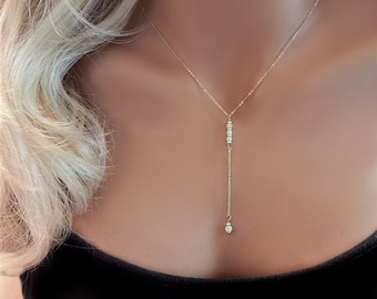 Opal Lariat Necklace, October Birthstone, Woman Opal Necklace,  Sister Gift, Best Friend Necklace, Gemstone Lariat, Opal Jewelry, Rose Gold