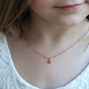 Handcrafted Birthstone Necklace Unique Personalized Christmas Gift for Daughter Adorable Kids Birthstone Necklace for Little Girl