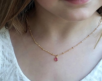 Personalized Birthstone Necklace: 14K Gold Filled, Sterling Silver, Kids Jewelry