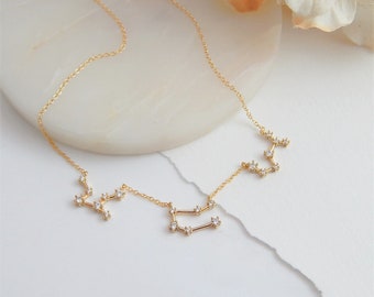 Zodiac Necklace, Multiple Constellation Christmas Gift Her, Astrology Sign Double Horoscope Aquarius Pisces Aries Leo Virgo Libra Scorpio