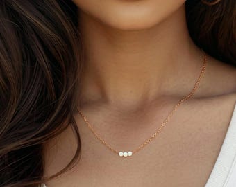 Opal Beaded Necklace, October Birthstone Necklace, Handmade Gemstone Jewelry, Dainty 14K Gold Filled Necklace, Gift for Her