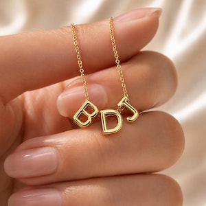 Custom Name Necklace, Multiple Letter Necklace, Personalized Gold Initial Necklace, Dainty Letter Charm Jewelry, Meaningful Gift for Her